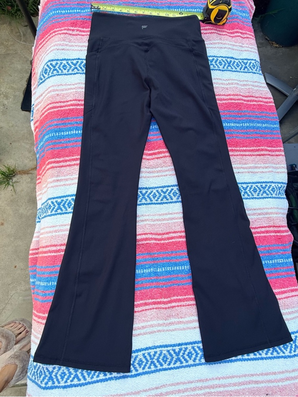 Womens' VGUC/excellent Fabletics Black Flare Ribbed Leggings - Comfort Stretch